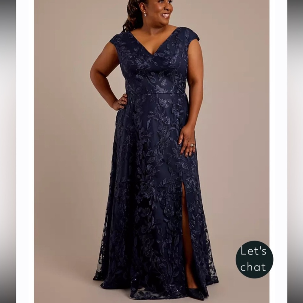 Oleg Cassini Navy Lace Maxi Dress